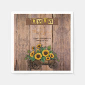 Rustic Modern Sunflower Carriage Baby shower Servet (Voorkant)
