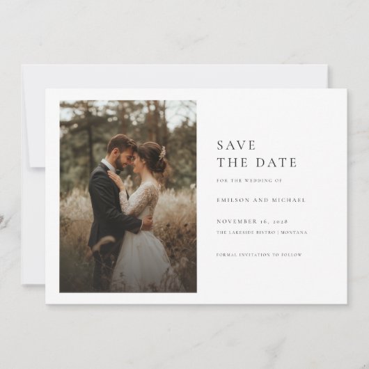 Rustic Modern Typography 2 Foto Bewaar de datum Kaart (Voorkant)