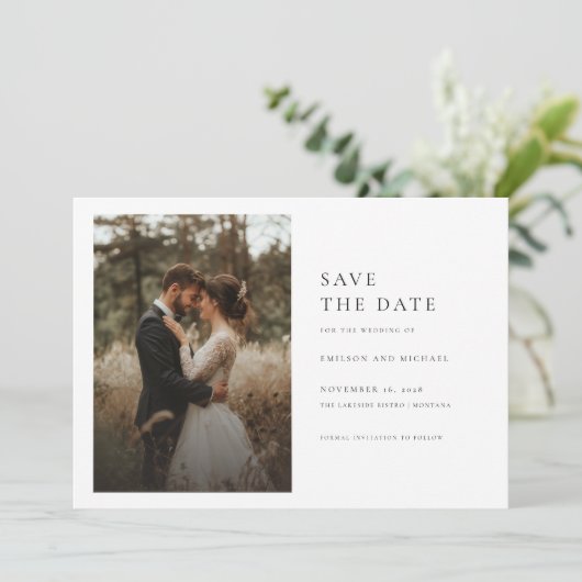 Rustic Modern Typography 2 Foto Bewaar de datum Kaart (Staand voorkant)