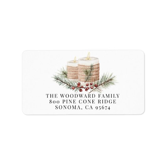 Rustic Modern Watercolor Kerst Retouradres Etiket (Voorkant)