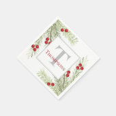 Rustic Modern Waterverf Holiday Monogram Servet (Hoek)