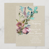 Rustic Modern Waterverf Splash Floral Wedding Kaart (Voorkant / Achterkant)