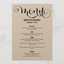 Rustic Modern We doen een Script Wedding Menu Card