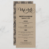 Rustic Modern We doen een Script Wedding Menu Card (Voorkant / Achterkant)