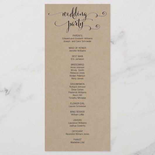 Rustic Modern we doen het programma voor het sture Programmakaart (Achterkant)