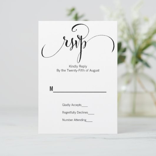 Rustic Modern we schrijven RSVP-Kaart met script RSVP Kaartje (Staand voorkant)