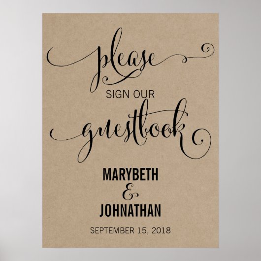Rustic Modern we Wedding Guest Book Poster (Voorkant)