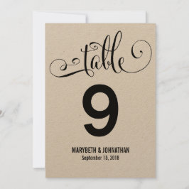 Rustic Modern we Wedding Table Number Kaart