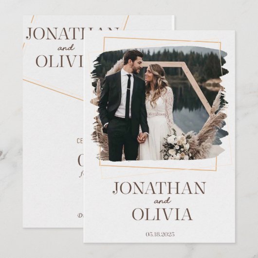 Rustic Modern Wedding Invitation Kaart (Voorkant / Achterkant)