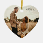 Rustic Modern Wedding Photo Heart Keepsake  Keramisch Ornament (Voorkant)