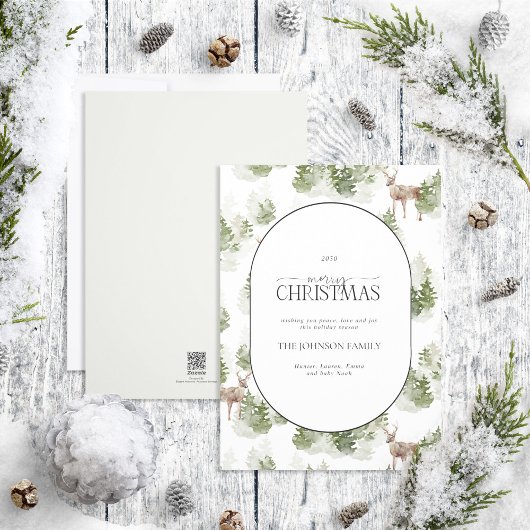 Rustic Modern Winter Forest Arch Merry Kerstmis Feestdagenkaart