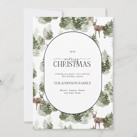 Rustic Modern Winter Forest Arch Merry Kerstmis Feestdagenkaart (Voorkant)