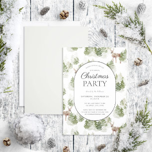 Rustic Modern Winter Forest Kerstparty Kaart