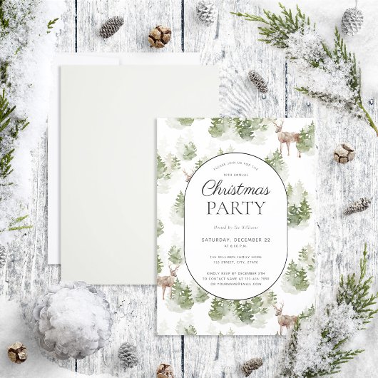 Rustic Modern Winter Forest Kerstparty Kaart