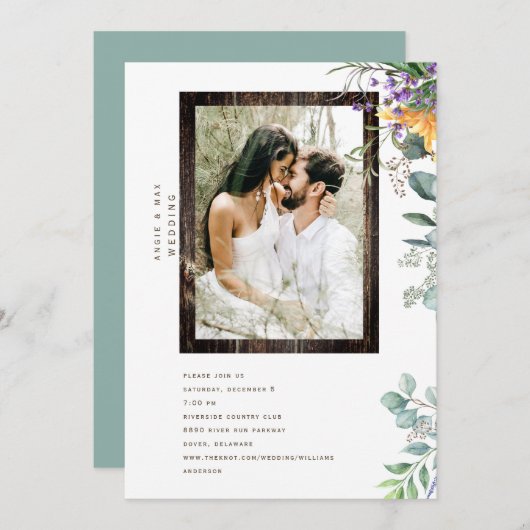 Rustic Modern Wood Lijst Fotovulage Kaart (Voorkant / Achterkant)