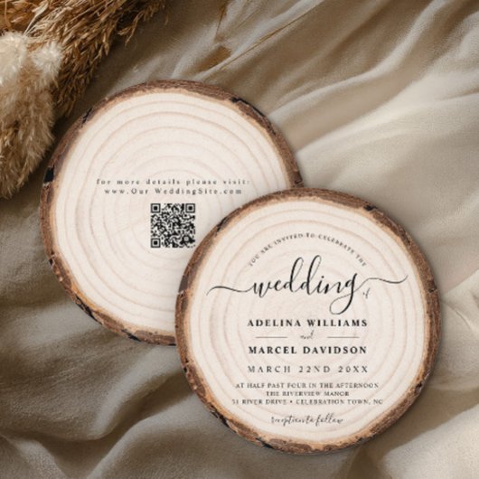 Rustic Modern Wood Natural Elegant Barn Wedding Kaart