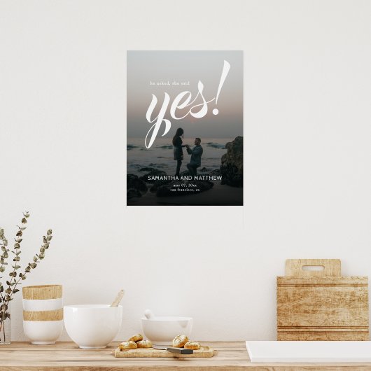 Rustic Modern Zij Zei Ja Verlovingsfeest Bord Poster (Keuken)