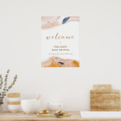 Rustic moderne abstracte babyshower welkom poster (Keuken)