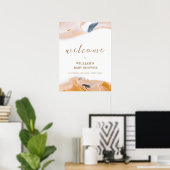 Rustic moderne abstracte babyshower welkom poster (Thuiskantoor)