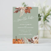 Rustic moderne bloemencode sagegroene bruiloft QR- Save The Date (Staand voorkant)