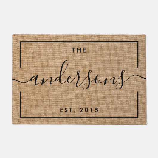 Rustic Moderne Calligrafie Familienaam Monogram Deurmat (Voorkant)