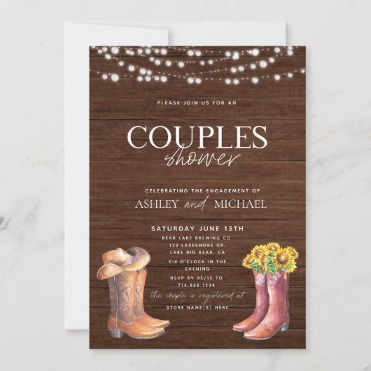 Rustic Moderne country Couples Shower Foto Kaart (Voorkant)