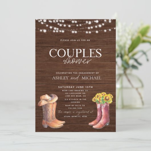 Rustic Moderne country Couples Shower Foto Kaart (Staand voorkant)