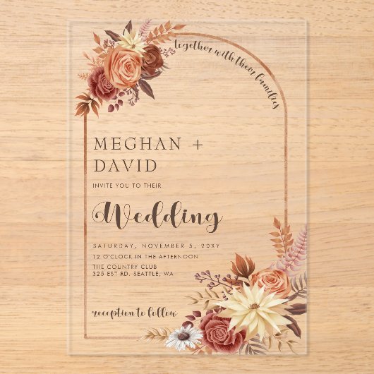 Rustic Moderne handgeschreven handgeschreven Herfs Acryl Uitnodigingen (Voorkant)