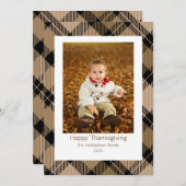 Rustic Moderne Herfst Brown Tartan Foto Feestdagenkaart (Voorkant / Achterkant)