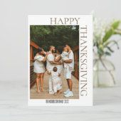 Rustic Moderne Herfst Brown Tartan Foto Feestdagenkaart (Staand voorkant)