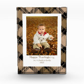 Rustic Moderne Herfst Brown Tartan Pset Fotoblokken (Voorkant)