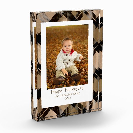 Rustic Moderne Herfst Brown Tartan Pset Fotoblokken (Links)