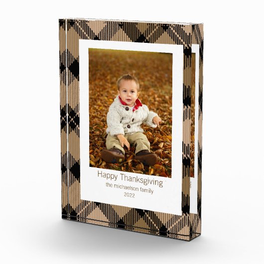 Rustic Moderne Herfst Brown Tartan Pset Fotoblokken (Rechts)