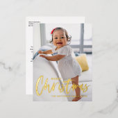 Rustic Moderne kalligrafie Kerstavond Folie Feestdagen Briefkaart (Voorkant / Achterkant)