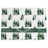 Rustic Moderne kerstbomen Typografie Groot Cadeauzakje (Voorkant)