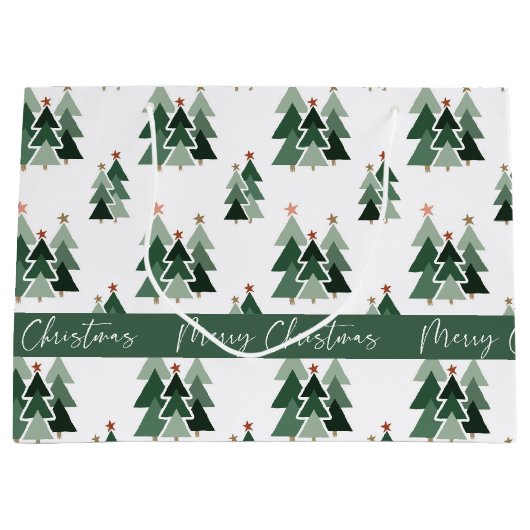 Rustic Moderne kerstbomen Typografie Groot Cadeauzakje (Voorkant)