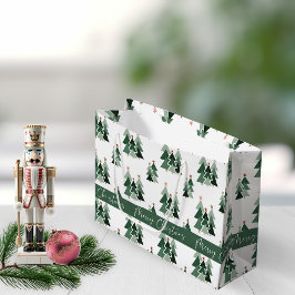 Rustic Moderne kerstbomen Typografie Groot Cadeauzakje