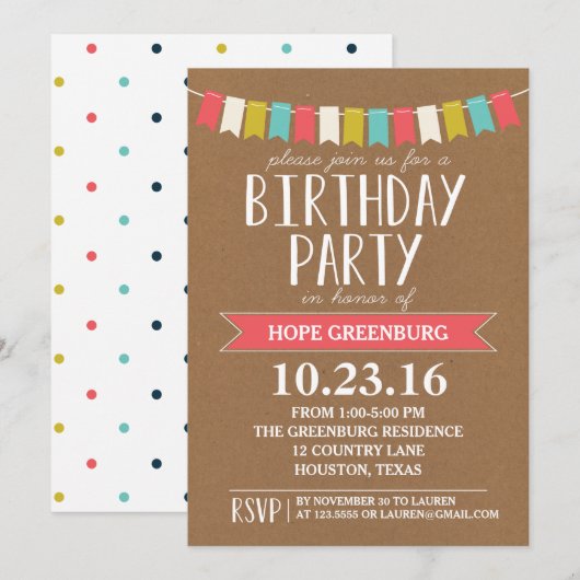 Rustic Moderne kleurrijke verjaardag Kaart (Voorkant / Achterkant)