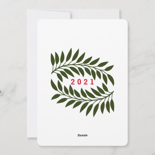 Rustic Moderne minieme kerstfoto met bladeren Feestdagenkaart (Achterkant)