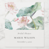 Rustic Moderne Pastel Blush Waterlily Bruiloftsfee Wijn Etiket (Enkel label)