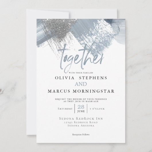 Rustic Moderne Rodebuuste blauwe penseelstreken Kaart (Voorkant)