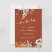 Rustic moderne terracotta bloem QR code bruiloft Save The Date (Voorkant)