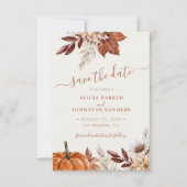 Rustic moderne terracotta bloemencode QR wedding Save The Date (Voorkant)