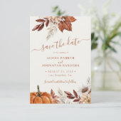 Rustic moderne terracotta bloemencode QR wedding Save The Date (Staand voorkant)