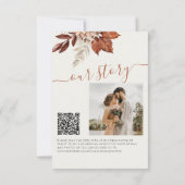 Rustic moderne terracotta bloemencode QR wedding Save The Date (Achterkant)
