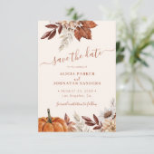 Rustic moderne terracotta bloemencode QR wedding Save The Date (Staand voorkant)