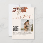 Rustic moderne terracotta bloemencode QR wedding Save The Date (Achterkant)