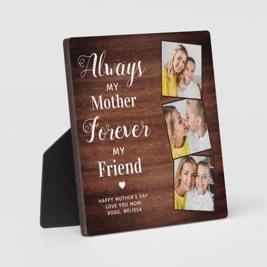 Rustic Moeder Dochter Aangepast 3 Fotomam Fotoplaat (Voorkant)