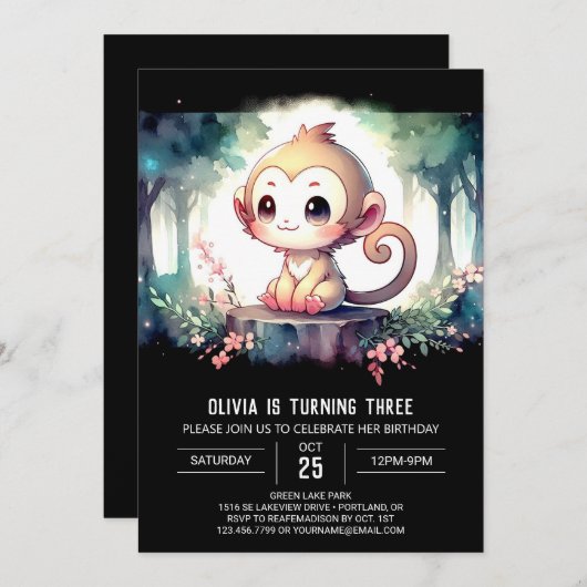 Rustic Monkey Birthday Kaart (Voorkant / Achterkant)