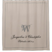 Rustic Monogram + Beide Names Pas getrouwd Wedding Douchegordijn (Voorkant)